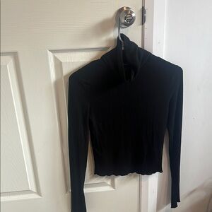 Black Ribbed Turtleneck Top Small